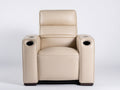 Fauteuil relax en revêtement effet cuir 95x90x105 cm - Beige-Noir - Avec porte-gobelets
