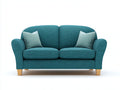 Canapé 2 places en tissu texturé 160x85x86 cm - Bleu pétrole-Bois naturel - Accoudoirs arrondis