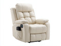 Fauteuil relax électrique en revêtement effet cuir 92 x 96 x 108 cm - Blanc cassé - Repose-pieds intégré pour salon