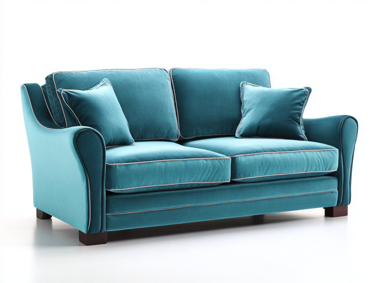 Canapé 2 places en tissu effet velours 188 x 90 x 88 cm - Bleu canard - Design classique pour salon