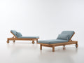 Bain de soleil lot de 2 en bois avec coussins 200x65x88 cm - bois naturel et bleu - dossier inclinable pour jardin