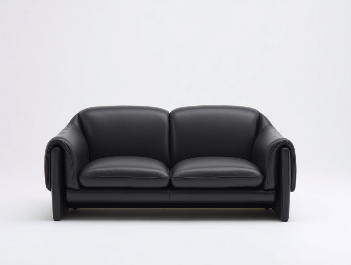 Canapé 2 places en cuir synthétique 160x85x80 cm - noir - style contemporain pour salon