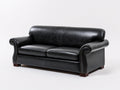 Canapé 2 places en revêtement effet cuir 168x90x82 cm - Noir-Brun - Accoudoirs roulés