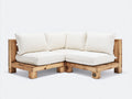Canapé de jardin en bois massif 220x220x75 cm - bois naturel et blanc - style rustique d'angle