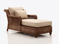 Bain de soleil en rotin tressé 165 x 80 x 82 cm - rotin naturel et beige - accoudoirs enveloppants