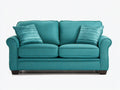 Canapé 2 places en tissu texturé 175x88x84 cm - bleu turquoise et bois foncé - style classique moderne