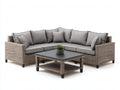 Canapé de jardin d'angle en résine tressée 260 x 260 x 74 cm - gris clair et noir - table basse assortie