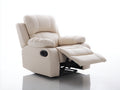 Fauteuil relax en cuir synthétique rembourré 92x96x105 cm - beige - repose-pieds intégré pour salon
