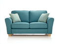 Canapé 2 places en tissu 175 x 88 x 84 cm - turquoise - accoudoirs arrondis et pieds en bois