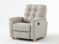 Fauteuil relax en tissu rembourré 85x92x105 cm - beige et bois naturel - dossier capitonné pour salon