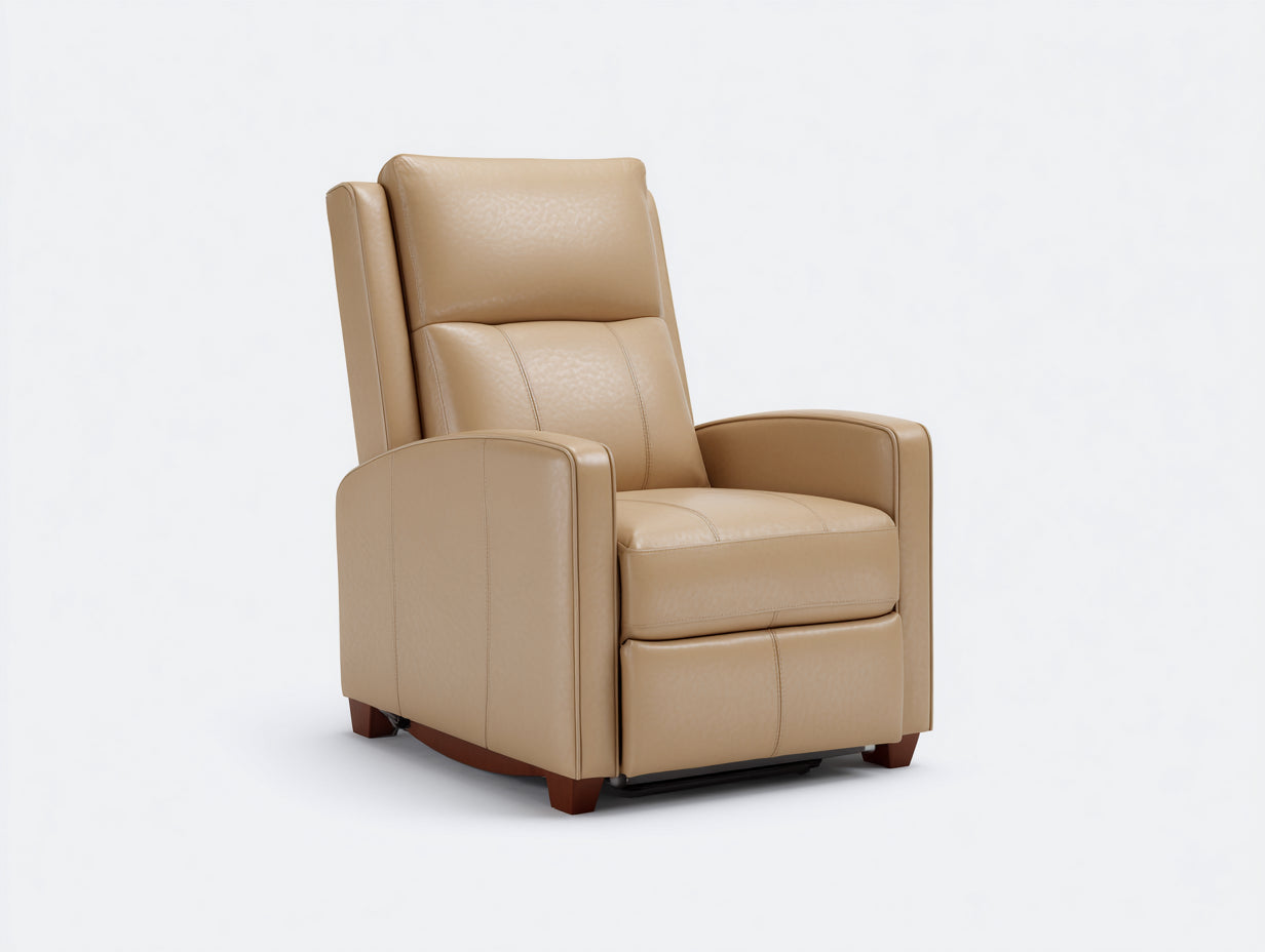 Fauteuil relax en revêtement effet cuir 88x90x108 cm - Beige-Brun-Noir - Dossier haut