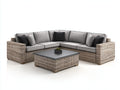 Canapé de jardin en rotin tressé 260x260x75 cm - Beige-Gris-Noir - Avec table basse