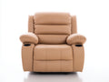 Fauteuil relax en revêtement effet cuir 98x92x104 cm - Beige camel-Noir - Avec porte-gobelets