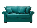 Canapé 2 places en tissu 180 x 90 x 86 cm - bleu canard - accoudoirs arrondis