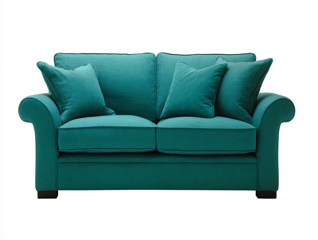 Canapé 2 places en tissu 180 x 90 x 86 cm - bleu canard - accoudoirs arrondis