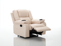 Fauteuil relax en revêtement effet cuir 98 x 94 x 105 cm - beige et noir - repose-pieds intégré