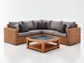 Canapé de jardin en rotin tressé 260x260x75 cm - Marron-Gris-Noir - Avec table basse