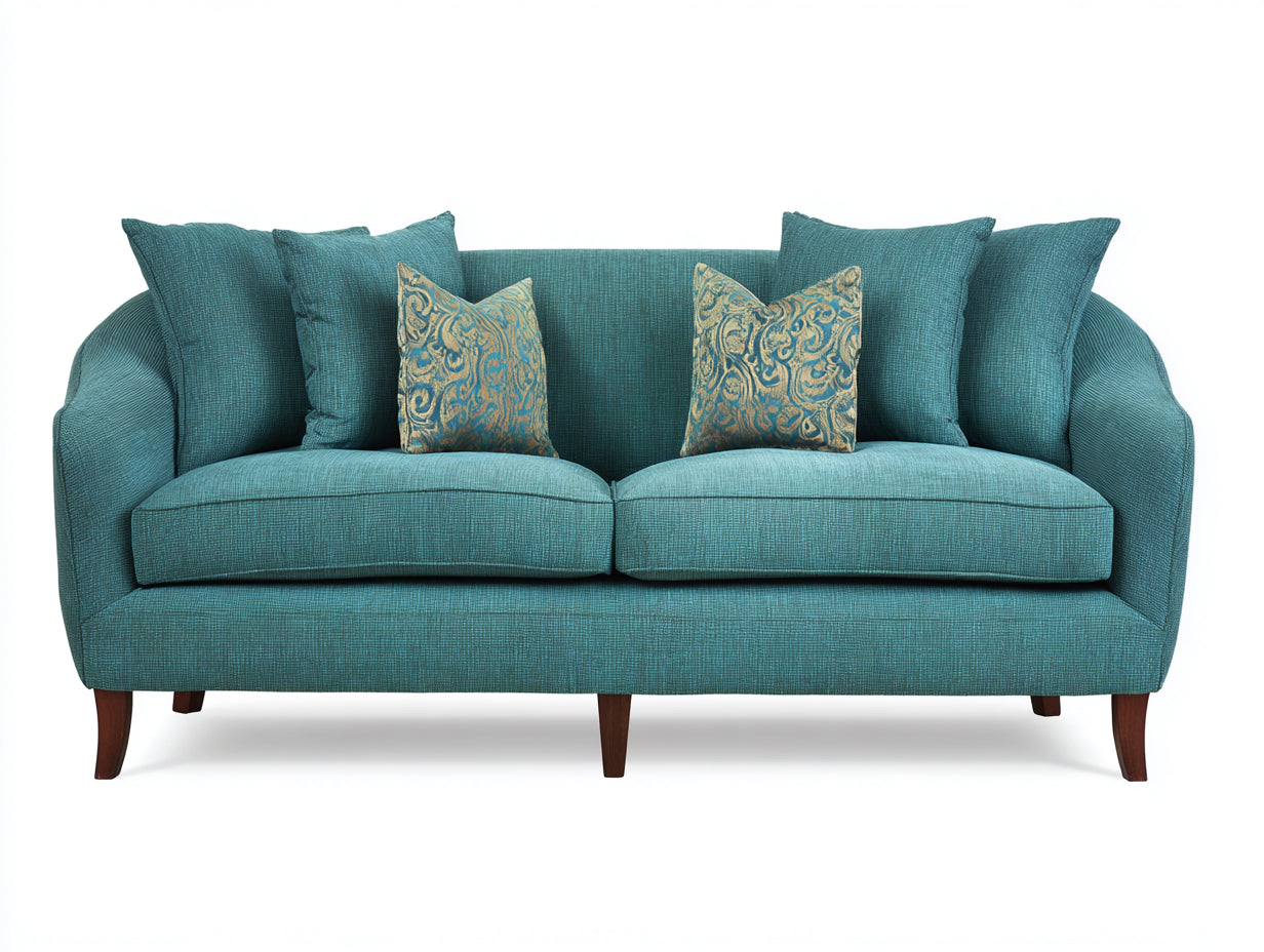 Canapé 2 places en tissu texturé 205 x 95 x 88 cm - Bleu pétrole - Design contemporain pour salon